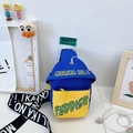 Kids blue and yellow crossbody chest bag with MOLIKA lettering and USB port design - Blue