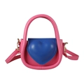 Mini bolso de mano en contraste rosa y azul con forma de corazón para niñas con correa - Azul y Rosa