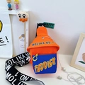 Bolso bandolera infantil naranja y azul real con estampado FADDISH y tejido lona - Naranja