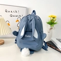 Mochila infantil azul grisáceo con orejas de conejo 3D y cola de felpa decorativa - Azul