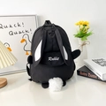 Linda mochila infantil de conejo negro con orejas largas y pompón suave de felpa - Negro