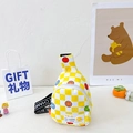 Kids yellow checkerboard chest bag with colorful smiley faces and lettered strap - Yellow