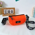 Bright orange children's canvas crossbody bag with sport patch and adjustable strap - Orange