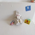 Crèmewitte canvas borsttas voor kinderen met pluche konijn en kleurrijke draagriem - Wit