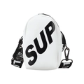 Borsa a tracolla in tela bianca per bambini con stampa SUP nera e cinturino regolabile - Bianco