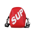Borsa a tracolla rossa per bambini in tela con stampa SUP bianca e tracolla nera - Rosso