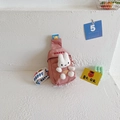 Roze canvas borsttas voor kinderen met 3D pluche konijn en Happy Baby prints - Roze