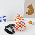 Orange and white checkered kids crossbody bag with colorful smiley faces and strap - Orange Red