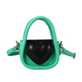 Bolso mini verde menta para niñas con solapa de corazón negra en contraste - Negro y Verde