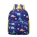 Mochila infantil de dinosaurios animados en azul marino con tirantes amarillos vivos - Azul Real