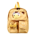 Gelber Kinderrucksack aus Nylon mit kleiner Plüschente in einem transparenten Fenster - Gelb
