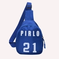 Marsupio blu per bambini in nylon con stampa Pirlo 21 e tracolla regolabile blu - Blu