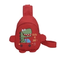 Red children's crossbody bag with cartoon dinosaur print and adjustable strap - Red