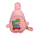Sac de poitrine rose pour enfant avec imprimé dinosaure vert et slogan Follow Me Dude - Rose