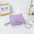 Mini sac bandoulière matelassé violet clair pour filles avec fermoir cœur et chaîne - Violet