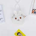 Cute white plush bunny crossbody bag for kids with long ears and soft fleece texture - White