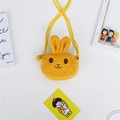 Cute yellow plush bunny crossbody bag for kids with long ears and long shoulder strap - Yellow