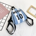 Kids backpack featuring Argentina blue and white stripes with Messi 10 letter print - Light Blue