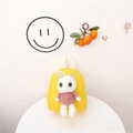 Zainetto giallo per bambini con simpatico coniglietto di peluche e righe rosa - Giallo