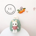 Zainetto per bambini verde scuro con simpatico coniglio in peluche 3D e maglione - Verde