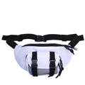 Modern white mini waist bag for kids with black buckle strap and mesh detail - White (Canvas)