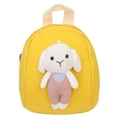 Zainetto giallo per bambini in tela con una simpatica bambola di peluche a forma di coniglio - Giallo
