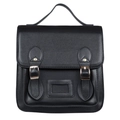 Classic black PU leather children backpack with retro double buckle design and handle - Style 1 / Black