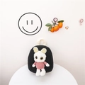 Zaino nero per bambini con un coniglio di peluche bianco e un maglione rosa carino - Nero