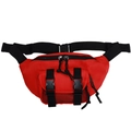Kids minimalist red nylon waist bag with mesh pocket and adjustable strap - Red (Canvas)