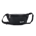 Minimalist black kids' waist bag featuring white Spure lettering and adjustable strap - PU Black