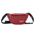 Kids mini dark red PU leather fanny pack with white Spure logo and adjustable strap - PU Red