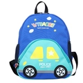Sac à dos bleu enfant avec motif voiture de police et pendentif en forme de scarabée - Bleu