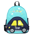 Sac à dos voiture de police bleue pour enfants avec bandes réfléchissantes et poches filet - Vert