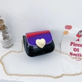 Mini crossbody chain bag with gradient purple flap and golden heart buckle for girls - Black