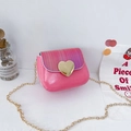 Pink and gradient purple child's mini crossbody bag with golden heart clasp and chain strap - Rose Red