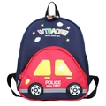 Sac à dos voiture de police bleu marine pour enfants avec poches latérales en filet - Bleu foncé