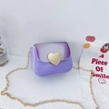 Mini girls' chain bag in purple gradient with a golden heart-shaped metal clasp - Purple
