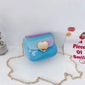 Mini sac bandoulière brillant bleu pour filles avec rabat dégradé et fermoir cœur - Vert