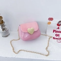 Mini sac bandoulière rose pour filles avec fermoir coeur doré et bandoulière - Rose