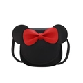Mini borsa a tracolla nera per bambina con fiocco rosso e orecchie carine - Nero