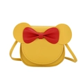 Graziosa mini borsa a tracolla gialla con orecchie tonde e grande fiocco rosso bimba - Giallo