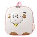 Cute white eggshell backpack for kids featuring a cartoon sheep with pink trim - White
