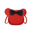 Borsa a tracolla rossa per bambini con orecchie da topo e grande fiocco nero - Rosso
