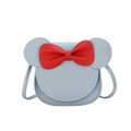 Mini light blue kids crossbody bag with cute bow and cartoon ears design - Blue