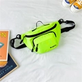 Kids neon green nylon fanny pack with adjustable strap and front zipper pocket - Green