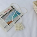 Mini bolso bandolera de perlas para niños con cadena de perlas y solapa en blanco elegante - Estilo 3