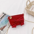 Elegante bolso bandolera rojo para niñas con lazo y cremallera de corazón dorado - Rojo