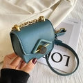 Mini bolso bandolera de cuero cian con cadena dorada para niños de estilo coreano - Azul