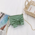 Mint green girls crossbody bag with large bow and gold chain strap - Green