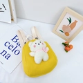 Simpatico zainetto in tela gialla per bambini con orsetto di peluche 3D e spallacci regolabili - Giallo